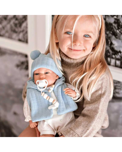 Кукла-бебе Arias - Мартин с пухено одеяло в синьо, 40 cm - 9