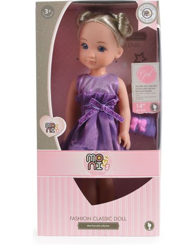 Кукла Moni Toys - С лилава рокля, 36 cm - 2