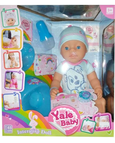 Кукла-бебе Raya Toys - 7 функции и 10 аксесоара, синя - 2