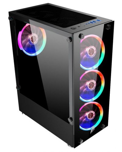 Кутия 1stPlayer - Fire Dancing V2-A RGB, mid tower, черна/прозрачна - 2