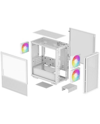 Кутия DeepCool - CH360 White, mini tower, бяла/прозрачна - 9