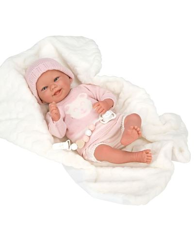 Кукла-бебе Arias - Адриана с розов плетен костюм, 40 cm - 2