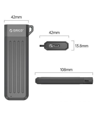 Кутия за SSD Orico - MM2C3-BP, M.2 SATA B, USB 3.1, сива - 2