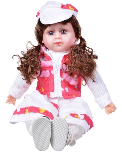 Интерактивна кукла Happy Toys - Мелиса, с розова пола на сърчица, средна