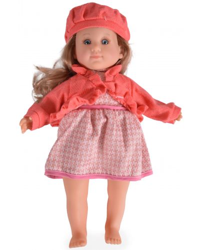 Кукла Moni Toys - С розова рокля, жилетка и шапка, 46 cm - 1