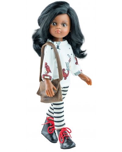Кукла Paola Reina Amigas - Нора, с клин на райе и чанта през рамо, 32 cm - 1