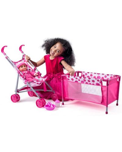 Кукла-бебе Woody - Роузи, с количка, легло и аксесоари за хранене - 3