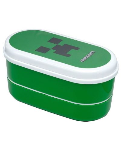 Кутия за храна Puckator - Minecraft Creeper, с прибори - 1