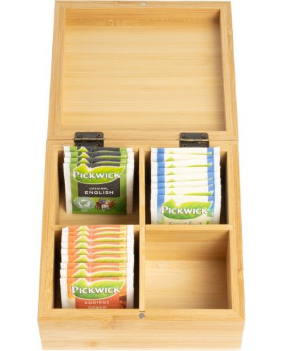 Бамбукова кутия за чай HIT - 4 отделения, 16 x 16 cm - 2