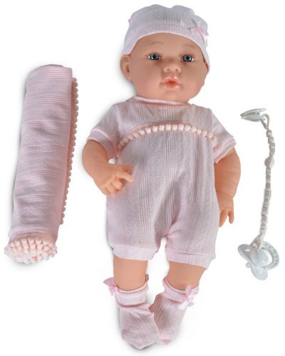 Кукла-бебе Moni Toys - С розово одеялце и розова шапка, 41 cm - 1