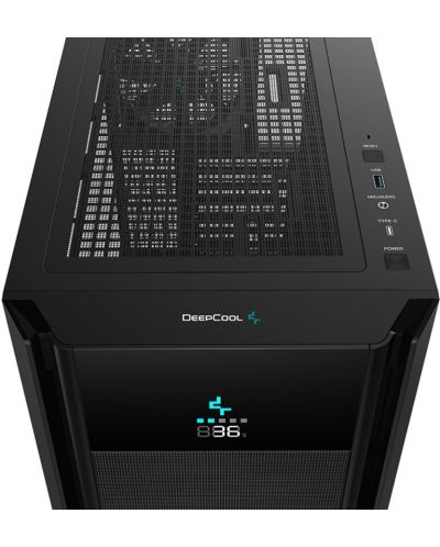 Кутия DeepCool - CH510 MESH Digital, mid tower, черна/прозрачна - 8