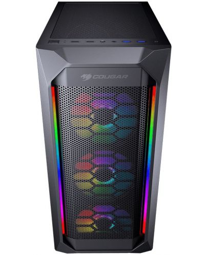 Кутия COUGAR - MX410 Mesh-G RGB, mid tower, черна/прозрачна - 3