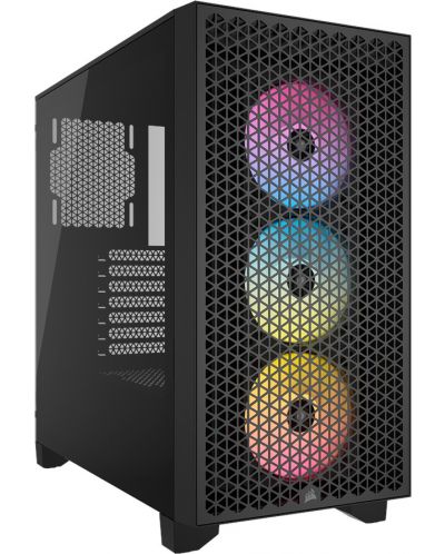 Кутия Corsair - 3000D RGB, mid tower, черна/прозрачна - 1