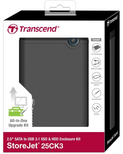 Кутия за твърд диск Transcend - StoreJet, 2.5'', USB 3.1 - 4