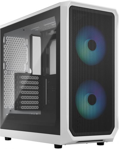 Кутия Fractal Design - Focus 2 RGB, mid tower, бяла/прозрачна - 1