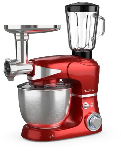 Кухненски робот Tesla - KR600RA, 1000W, 6 степени, червен/сребрист - 2