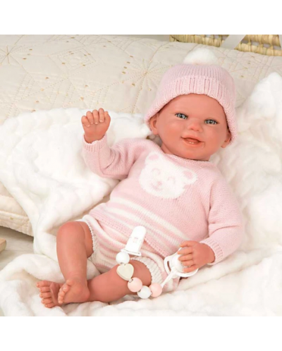 Кукла-бебе Arias - Адриана с розов плетен костюм, 40 cm - 7