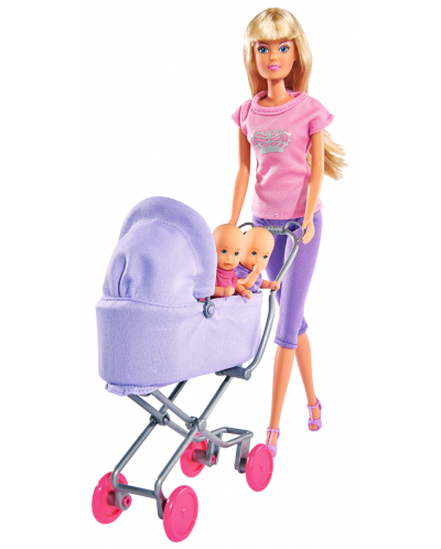 Кукла Simba Toys Steffi Love - Стефи на разходка, лилав панталон - 1