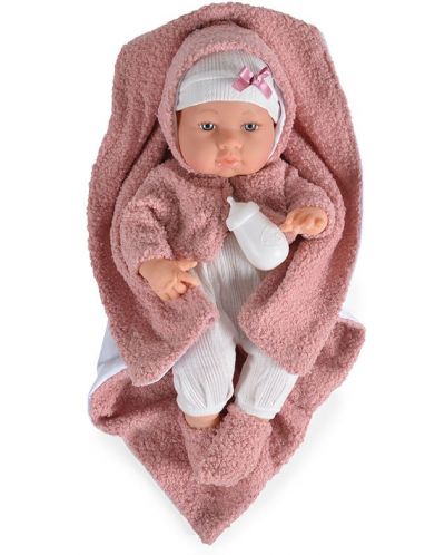 Кукла-бебе Moni Toys - С пухкаво наметало с качулка и одеяло, 41 cm - 1
