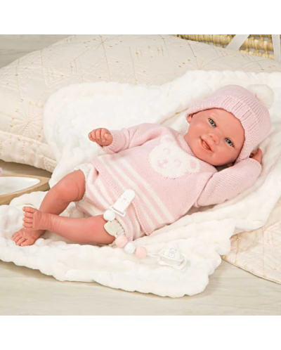 Кукла-бебе Arias - Адриана с розов плетен костюм, 40 cm - 6