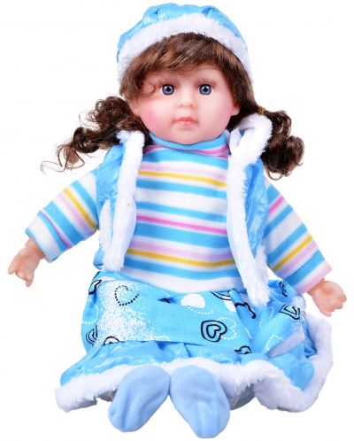 Интерактивна кукла Happy Toys - Мелиса, със синя пола на сърчица, малка