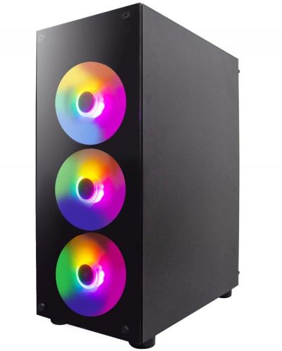 Кутия 1stPlayer - Fire Dancing V3-B RGB, mid tower, черна/прозрачна - 2