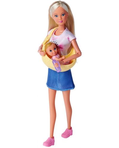 Кукла Simba Toys Steffi Love - Стефи с раница за бебе - 1