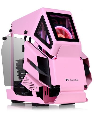 Кутия Thermaltake - AH T200 Pink, micro tower, розова/прозрачна - 1