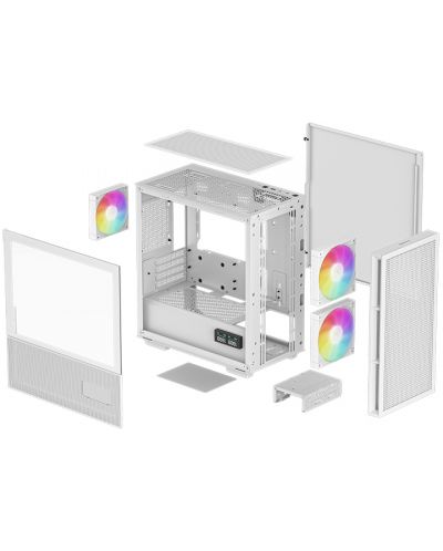 Кутия DeepCool - CH360 Digital White, mini tower, бяла/прозрачна - 9