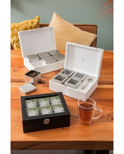 Кутия за чай с 4 канистера и лъжица Bredemeijer - BR 184015, бяла - 4