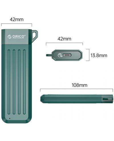 Кутия за за SSD Orico - MM2C3-BP, M.2 SATA B, USB 3.1, зелена - 2