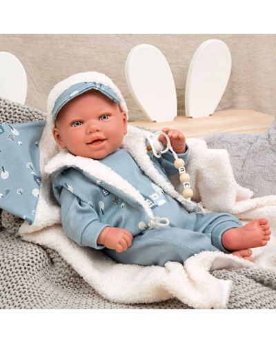 Кукла-бебе Arias - Бруно със син костюм и аксесоари, 45 cm - 8