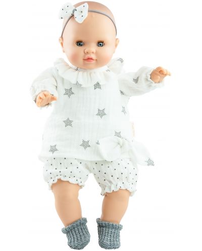 Кукла-бебе Paola Reina Manus - Лола, с блузка на звездички и лента за коса, 36 cm - 1