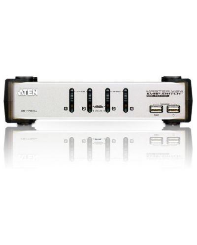 KVMP превключвател ATEN - CS1734A, 4-портов, PS/2-USB, VGA/Audio - 2