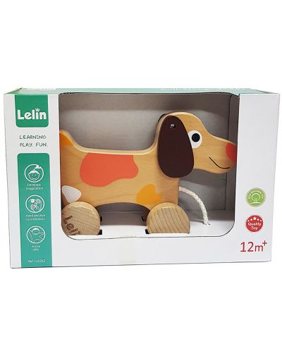Дървена играчка за дърпане Lelin - Куче - 2