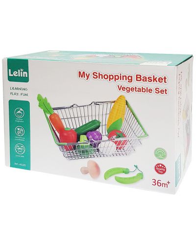 Игрален комплект Lelin - Кошница за пазар с 10 зеленчуци - 2