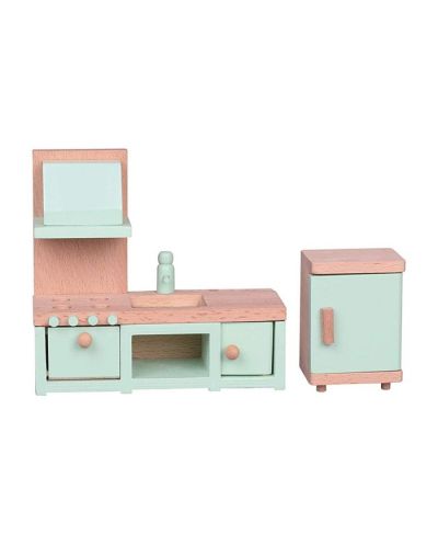 Комплект дървени мини мебели Lelin - Кухня, 7 части - 2