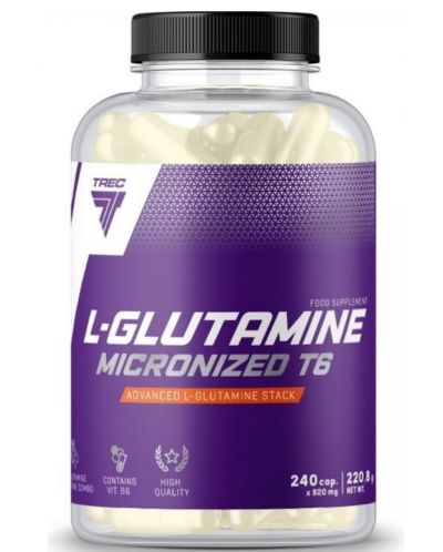 L-Glutamine Micronized T6, 240 капсули, Trec Nutrition - 1