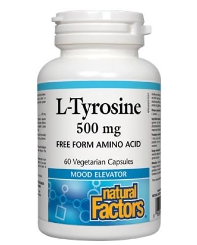 L-Tyrosine, 500 mg, 60 капсули, Natural Factors - 1