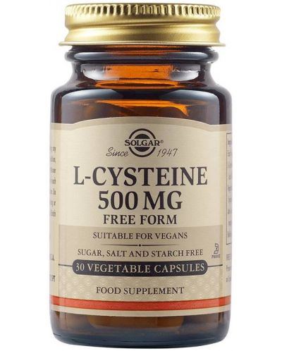 L-Cysteine, 500 mg, 30 растителни капсули, Solgar - 1