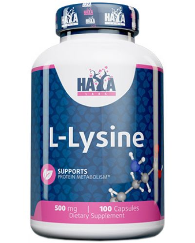 L-Lysine, 500 mg, 100 капсули, Haya Labs - 1