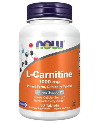 L-Carnitine, 1000 mg, 50 таблетки, Now - 1