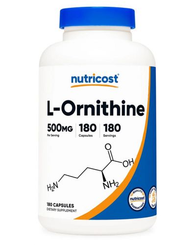 L-Ornithine, 500 mg, 180 капсули, Nutricost - 1