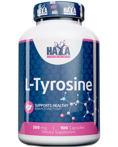 L-Tyrosine, 500 mg, 100 капсули, Haya Labs - 1