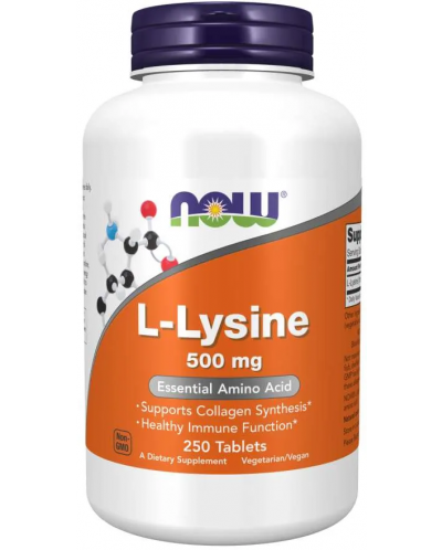 L-Lysine, 500 mg, 250 таблетки, Now - 1