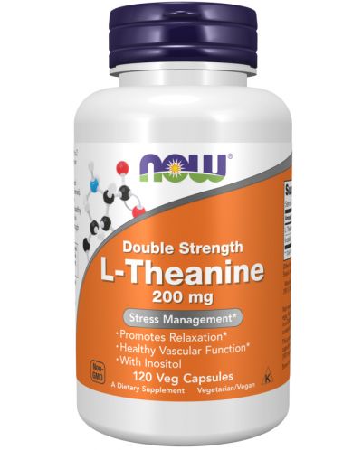 L-Theanine Double Strength, 120 капсули, Now - 1