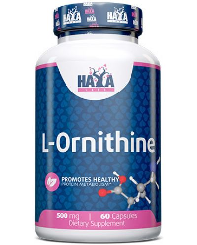 L-Ornithine, 500 mg, 60 капсули, Haya Labs - 1
