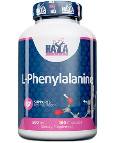 L-Phenylalanine, 500 mg, 100 капсули, Haya Labs - 1
