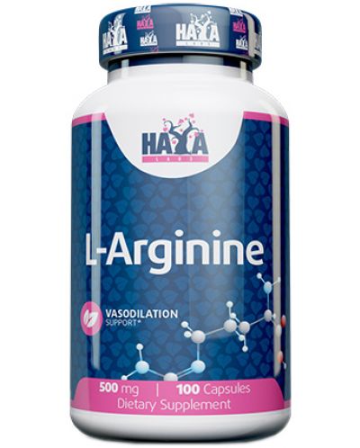 L-Arginine, 500 mg, 100 капсули, Haya Labs - 1