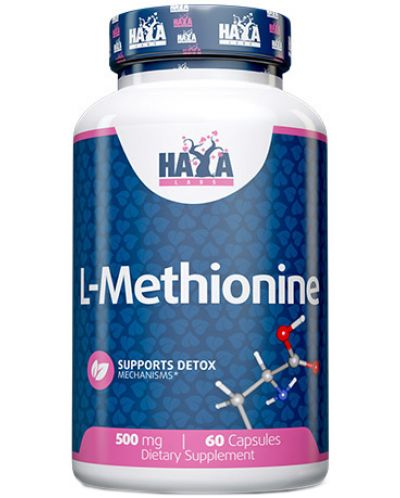 L-Methionine, 500 mg, 60 капсули, Haya Labs - 1